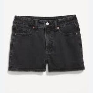 Old Navy Black Denim Shorts High Rise Slouchy Straight